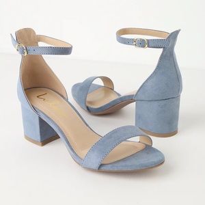 Lulus Harper Blue Suede Ankle Strap Heels